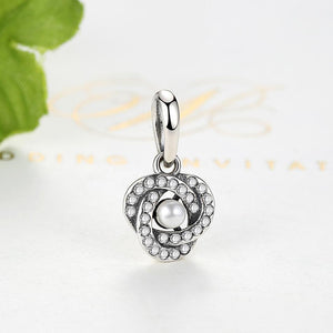 PY1426 925 Sterling Silver Love Knot Charm with Pearl