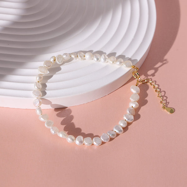 PB0033 925 Sterling Silver Baroque Pearl Classic Bracelets