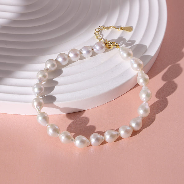 PB0045 925 Sterling Silver 6-7MM Round Freshwater Pearl Bracelet