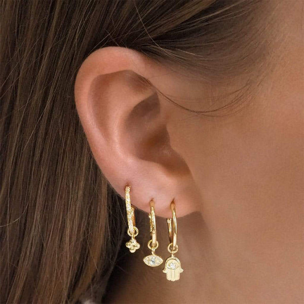 FE1398 925 Sterling Silver Hand Drop Earrings