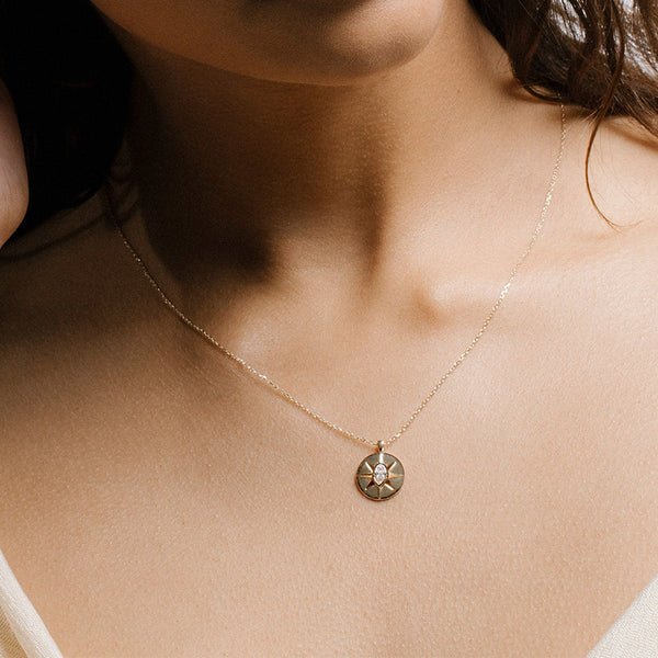 FX0819 925 Sterling Silver Intentions Medallion Disc Necklace