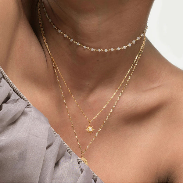 FX0456 Starburst Moonstone Necklace