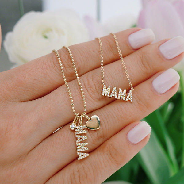 FX0476 925 Sterling Silver Zircom Mama Necklace