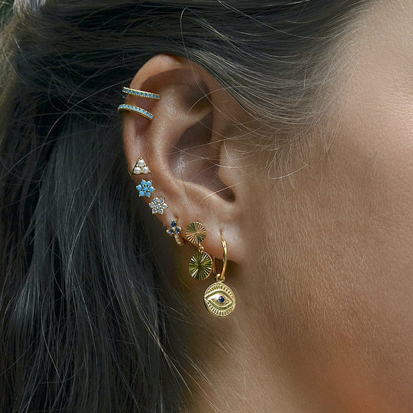 FE1613 925 Sterling Silver Freshwater Pearl Triangle Stud Earring