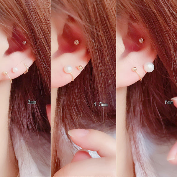 PE0049 925 Sterling Silver Spiral Pearl Barbell Earrings