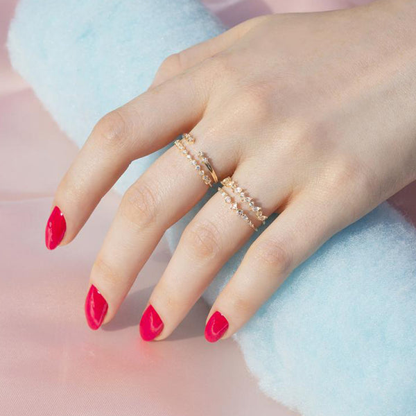 FJ0695 925 Sterling Silver Tiara Topaz Band Ring