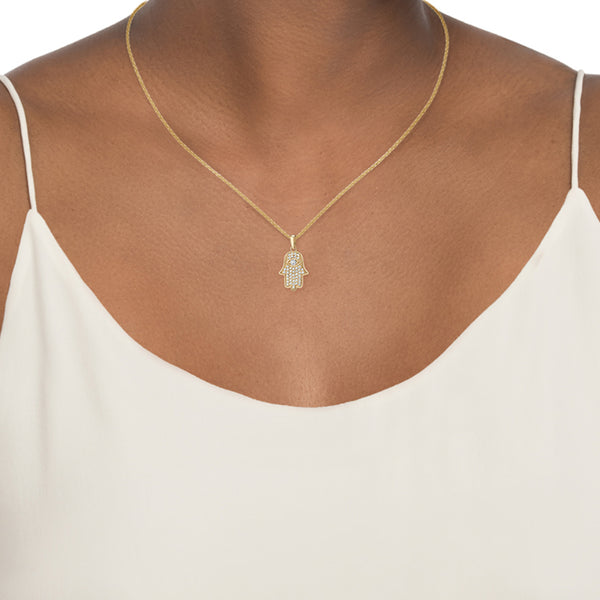 FX0632 925 Sterling Silver Hamsa Hand Pendant Necklace