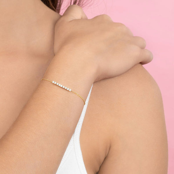 FS0144 925 Sterling Silver Zircon Bar Bracelet