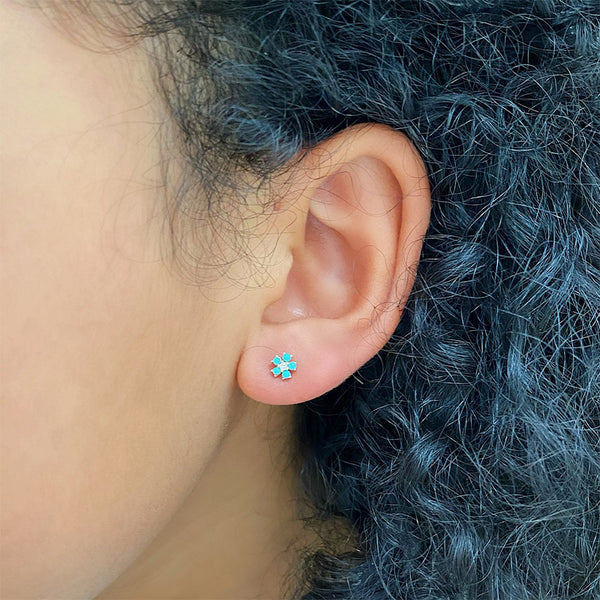 FE1589 Flower Zircon Studs Earrings