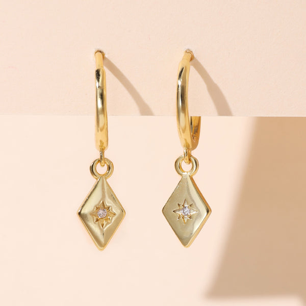 YHE0276 925 Sterling Silver Rhombus CZ Dangle Earring