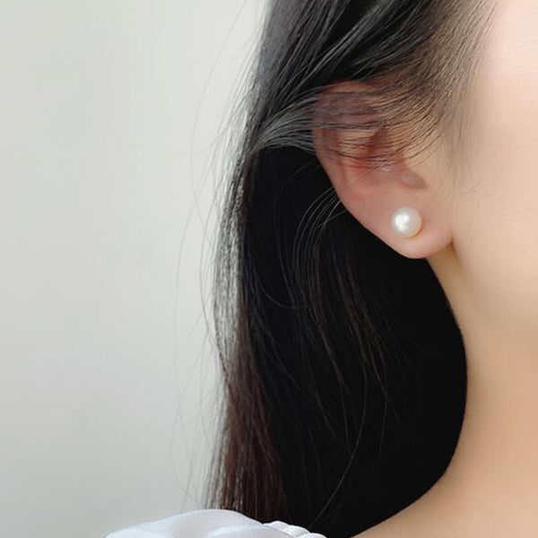 PE0074 925 Sterling Silver Classic Shell Pear Stud Earrings For Women