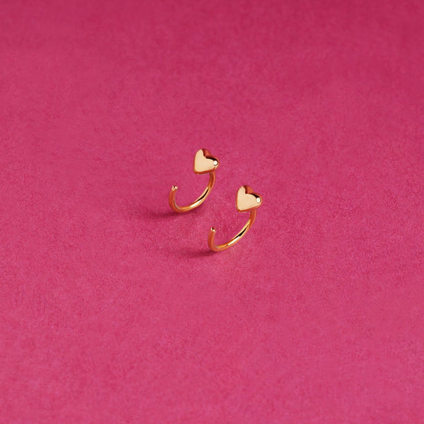 FE1987 925 Sterling Silver Dainty Heart Half Hoop Earrings For Women