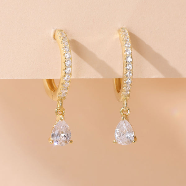 YHE0246 925 Sterling Silver Waterdrop Cubic Zirconia Dangle Earring