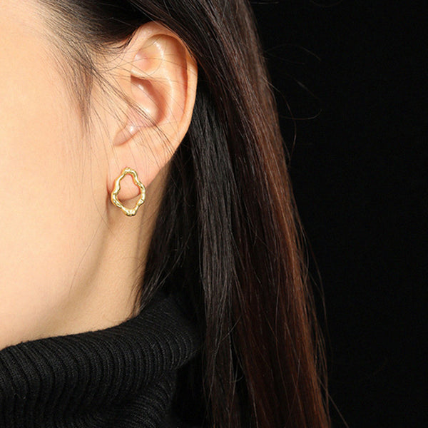 RHE1090 925 Sterling Silver Fashionable Flower Women Stud Earring