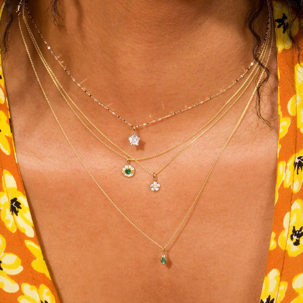 FX0670 925 Sterling Silver Sapphire Flower Pendant Necklace