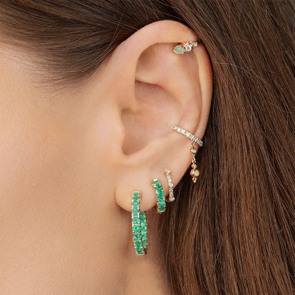 FE1351 925 Sterling Silver Opal Cubic Zircon Hoop Earrings