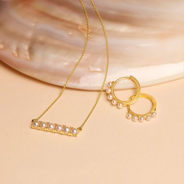 PE0007 925 Sterling Silver Dainty Freshwater Pearl Women Huggie Hoos Earring