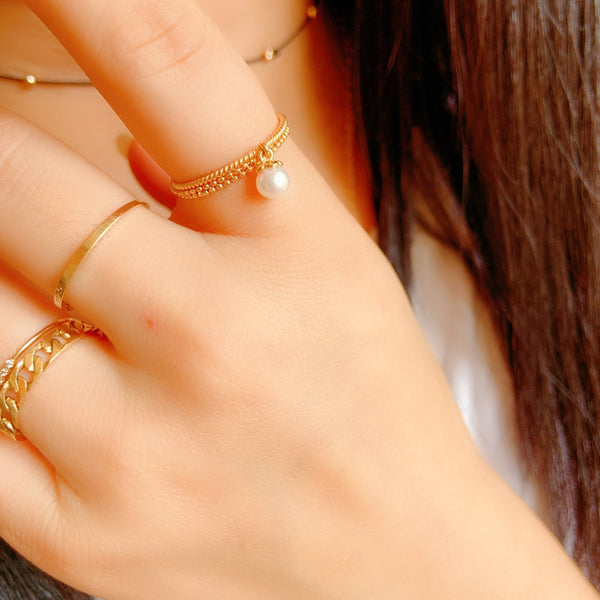 PR0017 925 Sterling Silver Rope Freshwater Pearl Ring