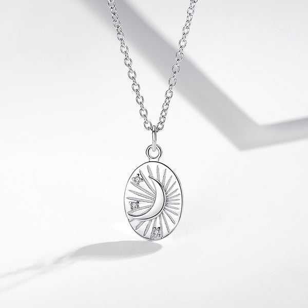 FX0311 925 Sterling Silver Moon Coin Necklace