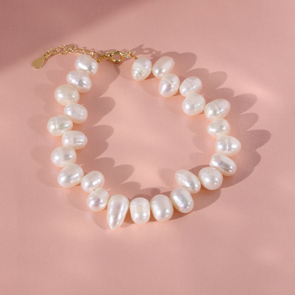 PB0037 925 Sterling Silver Dainty White Freshwater Pearl Bracelet