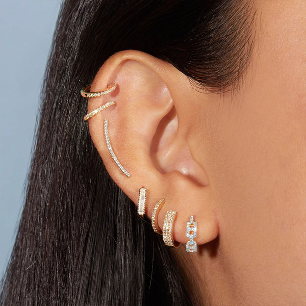 FE1898 925 Sterling Silver Fine CZ Maritime Huggies Hoop Earrings