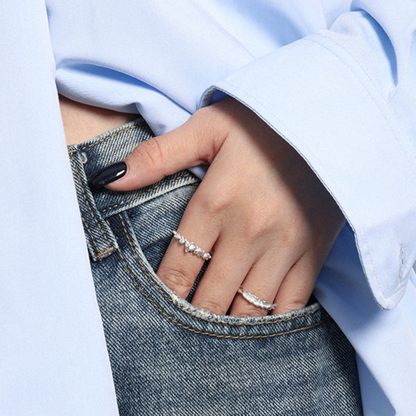 S925 RHJ1016 Texture Adjustable Ring