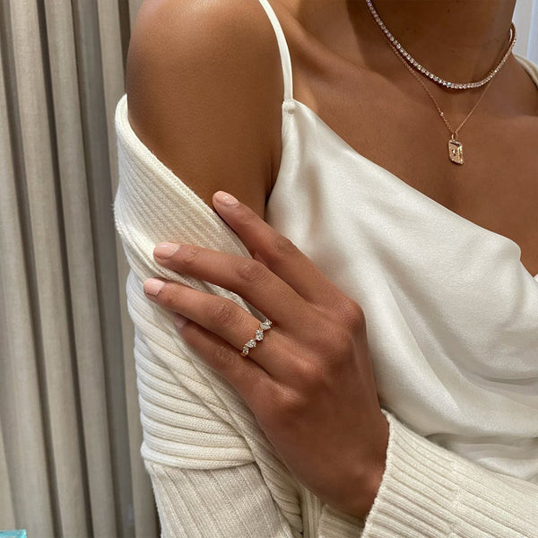 FJ0624 925 Sterling Silver Stackable Zirconia Geometry Band Ring