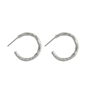 RHE1101 925 Sterling Silver Classic Hammered Hoop Earring For Daily