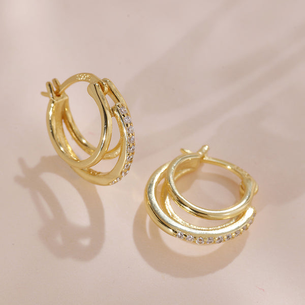 YHE0285 925 Sterling Silver Triple Band Hoop Earring