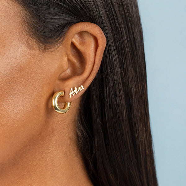 FE1759 925 Sterling Silver Thick Solid Huggie Earring