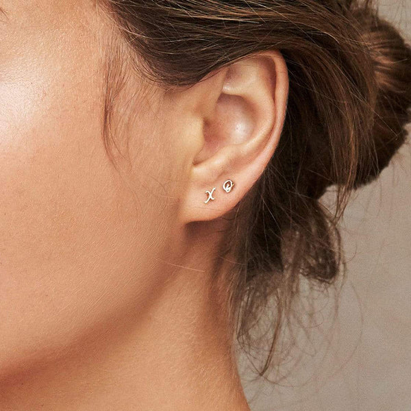 FE1396 925 Sterling Silver Letter Stud Earrings