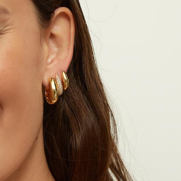 FE1610 925 Sterling Silver Belle Gold Hoop Earrings