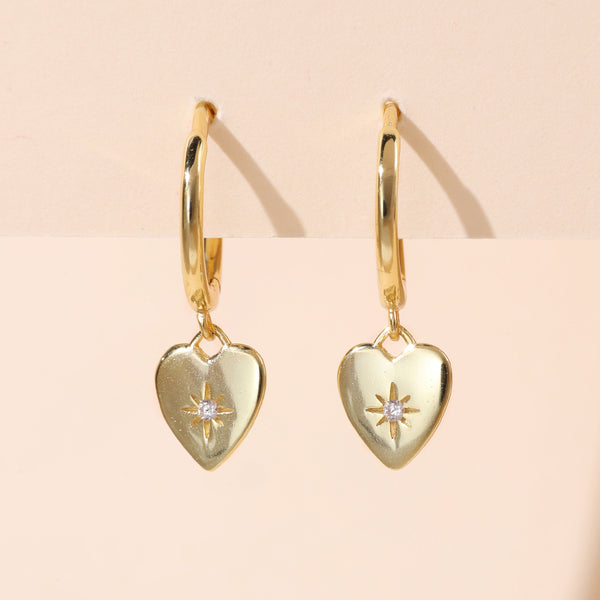 YHE0352 925 Sterling Silver Minimalist Heart Earring With CZ