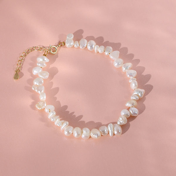PB0021 925 Sterling Silver Baroque Pearl Women Bracelet
