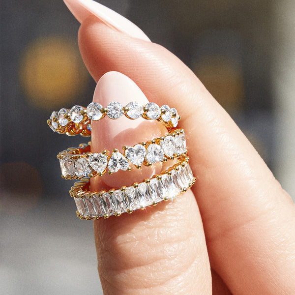 FJ0657 925 Sterling Silver Link Cubic Zirconia Ring