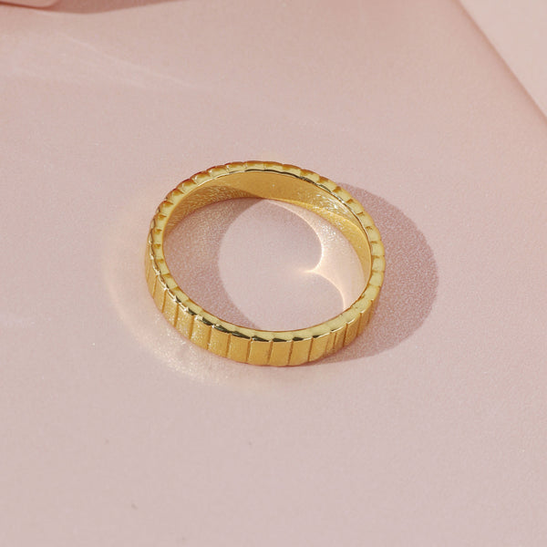 FJ0818 925 Sterling Silver Inspired Gold Ridge Ring
