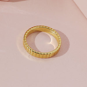 FJ0818 925 Sterling Silver Inspired Gold Ridge Ring