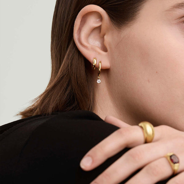 FE1837 925 Sterling Silver Zirconia Hoop Earring