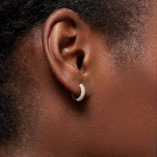 FE1597 925 Sterling Silver Pave Zircon Mini Hoops Earrings