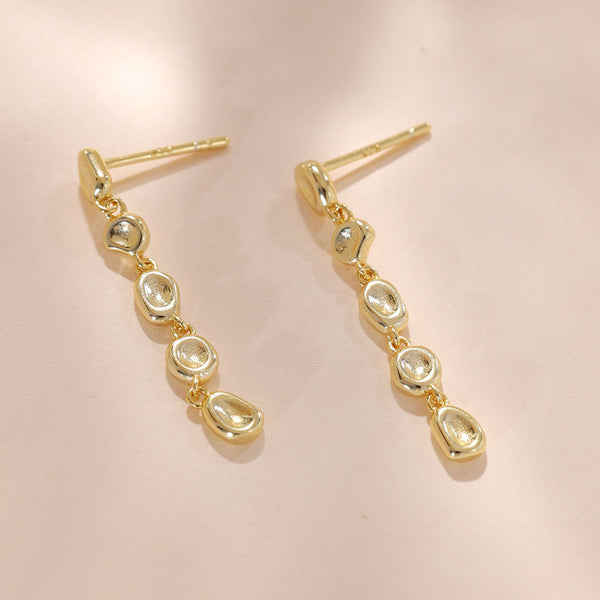 YHE0294 925 Sterling Silver Irregular Long Chain CZ Earring