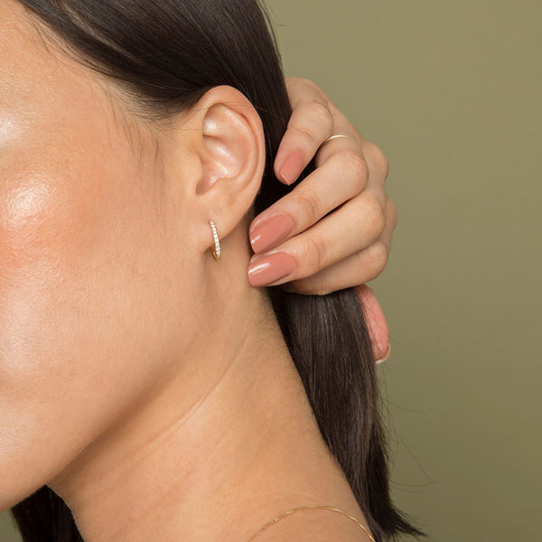 FE1739 925 Sterling Silver Cubic Zirconia Hoop Earring