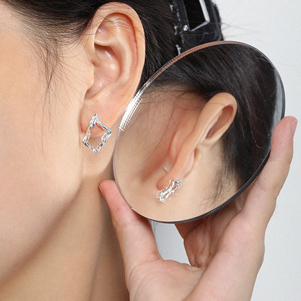 RHE1069 925 Sterling Silver Dainty Irregular Geometry Women Stud Earrings