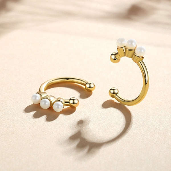 FE0863 925 Sterling Silver Freshwater Pearl Ear Cuff
