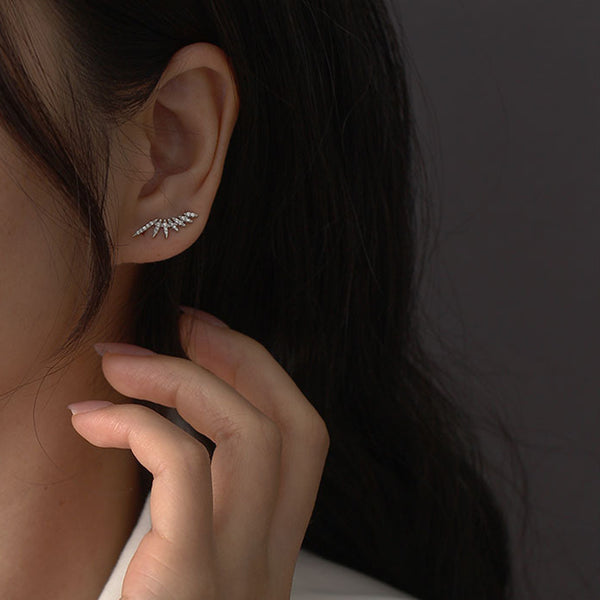 YHE0432 925 Sterling Silver Sun Flower Cubic Zirconia Ear Climber