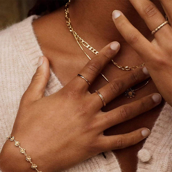 FJ0493 925 Sterling Silver Gold Daisy Ring