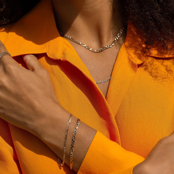 FX0383 925 Sterling Silver Figaro Chain Necklace