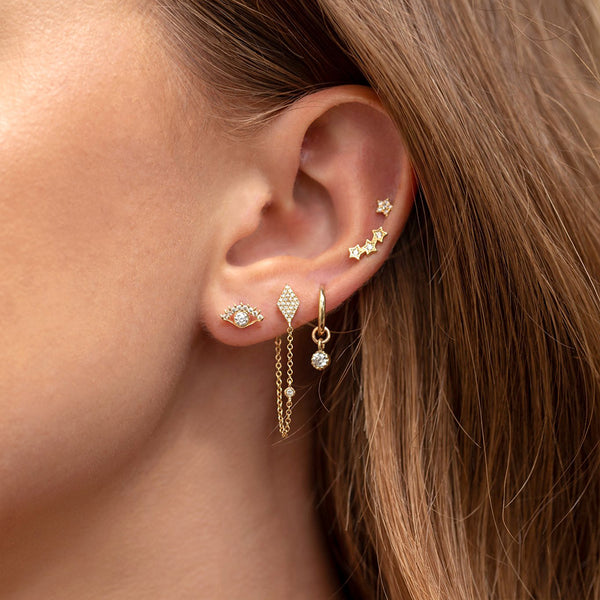 FE1564 925 Sterling Silver Trio Star Zircon Stud Earrings