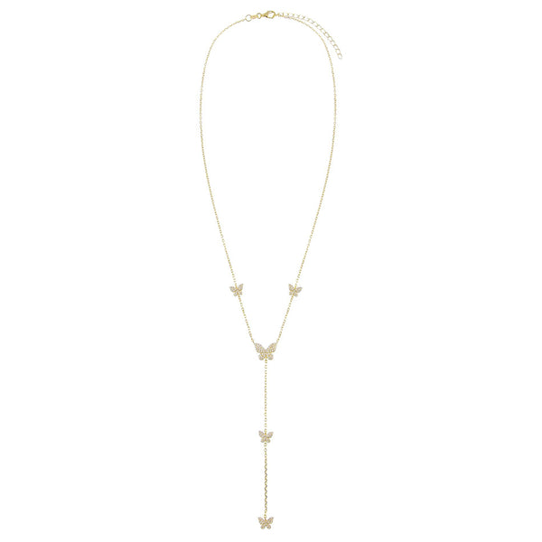 FX0377 925 Sterling Silver Butterfly Drop Necklace