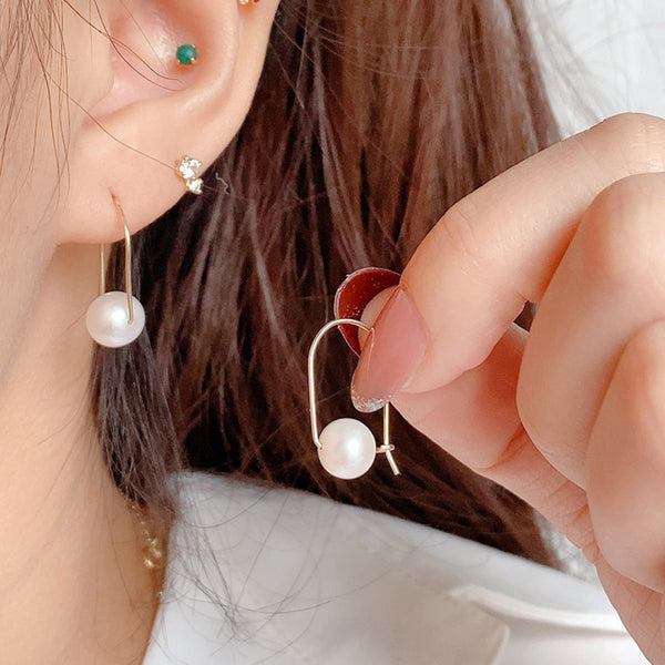 PE0078 925 Sterling Silver Grace Pearls Hoop Earrings For Women