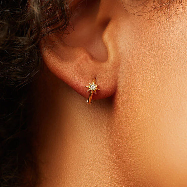 FE0883 925 Sterling Silver Sun Huggie Earrings